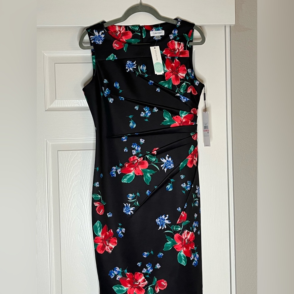 Calvin Klein Black print dress, size 10
